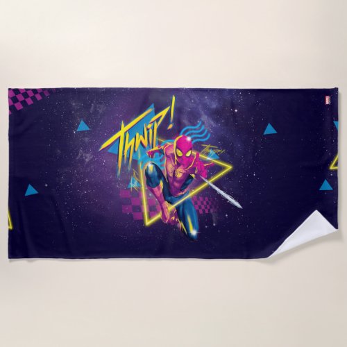 Spider_Man  80s Galactic Thwip Graphic Beach Towel