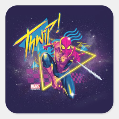 Spider_Man  80s Galactic Thwip Graphic Square Sticker