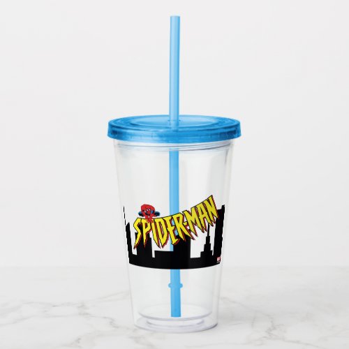 Spider_Man 90s Animated Series Title Screen Acrylic Tumbler