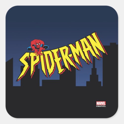 Spider_Man 90s Animated Series Title Screen Square Sticker