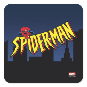 Spider-Man 90's Animated Series Title Screen Square Sticker