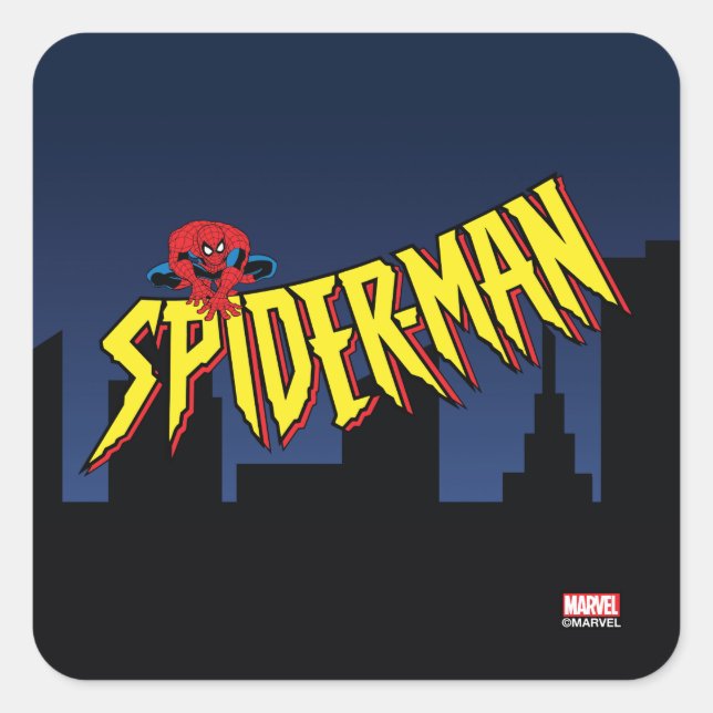 Spider-Man 90's Animated Series Title Screen Square Sticker (Front)
