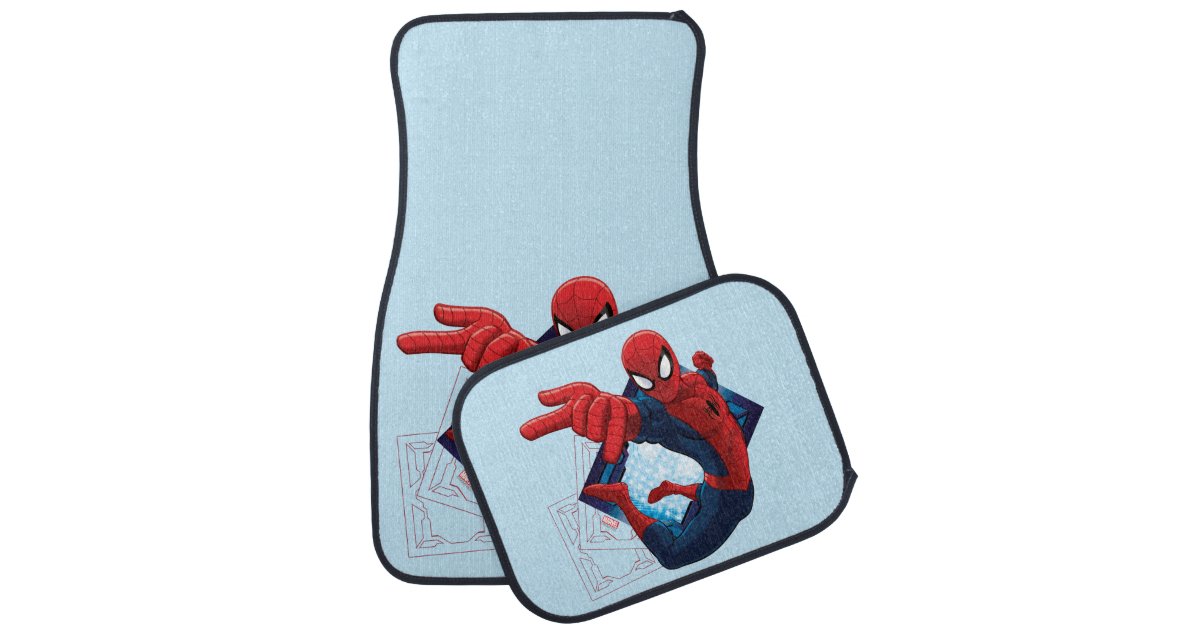 Spider-Man Action Character Badge Car Floor Mat | Zazzle