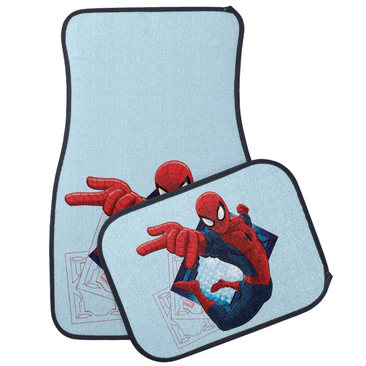 Spider-Man Action Character Badge Car Floor Mat | Zazzle