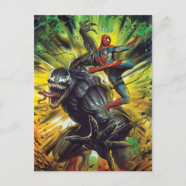 Spider-Man And Venom Explosion Postcard | Zazzle