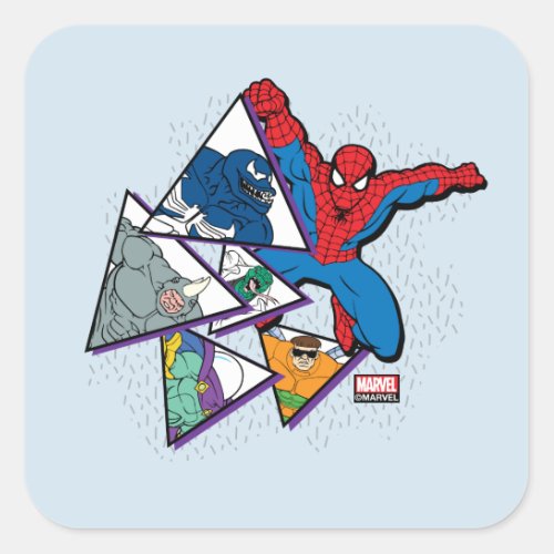 Spider_Man And Villains 90s Graphic Square Sticker