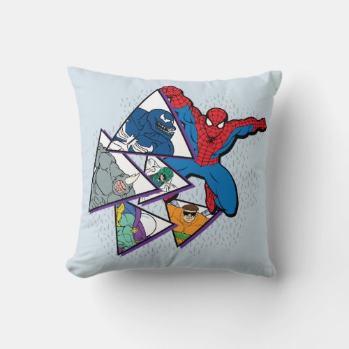 Spider_Man And Villains 90s Graphic Throw Pillow