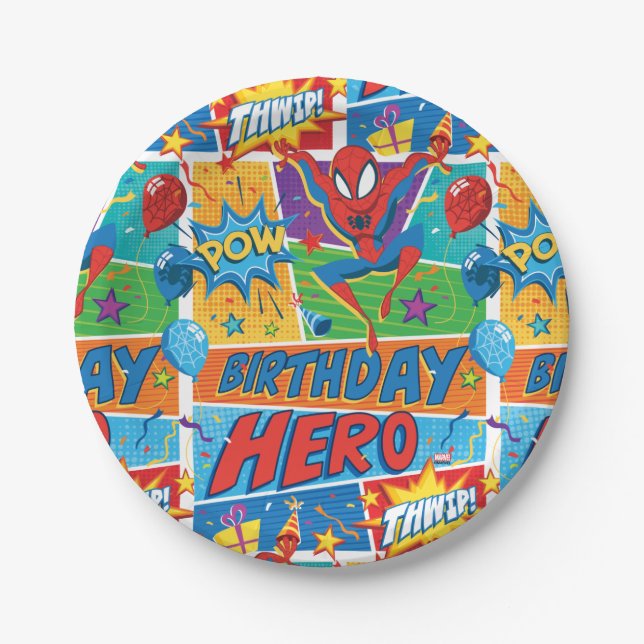 Spider-Man Birthday Hero Paper Plates (Front)