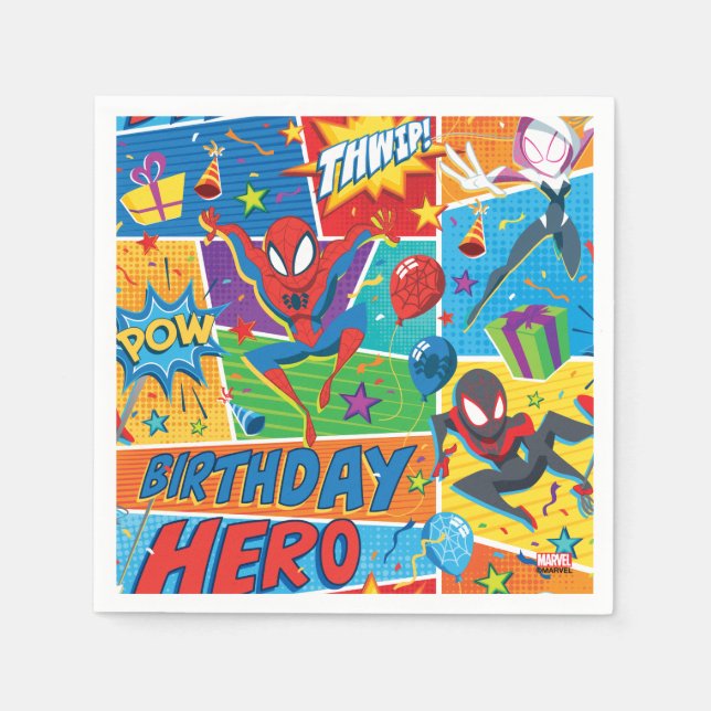 Spider-Man Birthday Hero Pattern Napkins (Front)