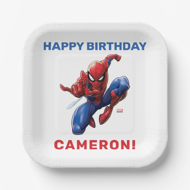 Spider-Man Birthday Paper Plates (Front)
