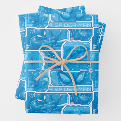 Spider_Man  Blue High Tech Pattern Wrapping Paper Sheets