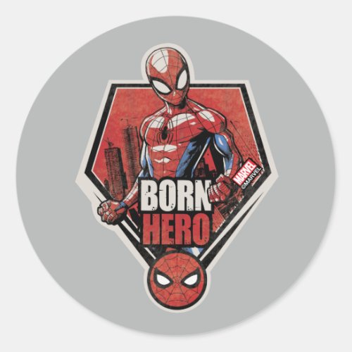 Spider_Man  Born Hero Graphic Classic Round Sticker