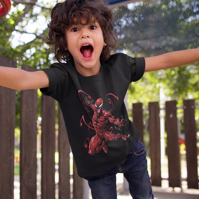 Spider-Man | Carnage Leaping Forward T-Shirt (Kid wearing shirt)