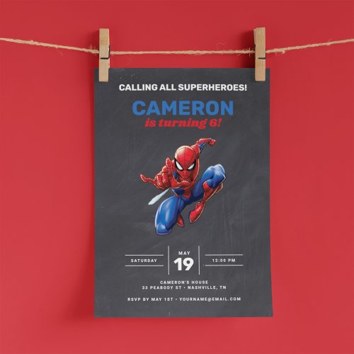 Spider_Man Chalkboard Birthday Invitation