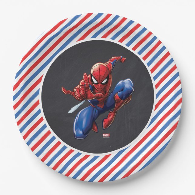 Spider-Man Chalkboard Birthday Paper Plates (Front)