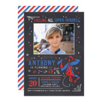 Spider-Man Chalkboard Birthday Photo Invitation