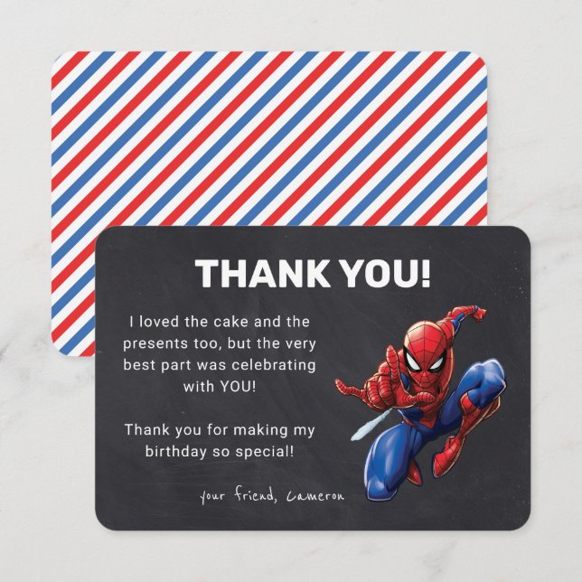 Spider-Man Chalkboard Birthday Thank You Invitation (Front/Back)