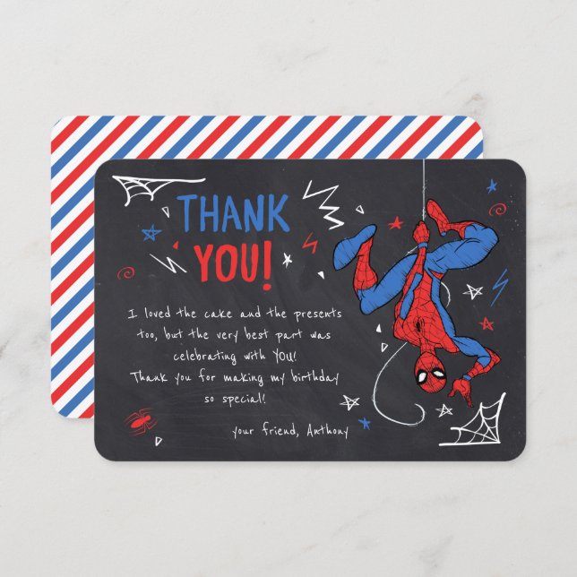 Spider-Man Chalkboard Birthday Thank You Invitation (Front/Back)