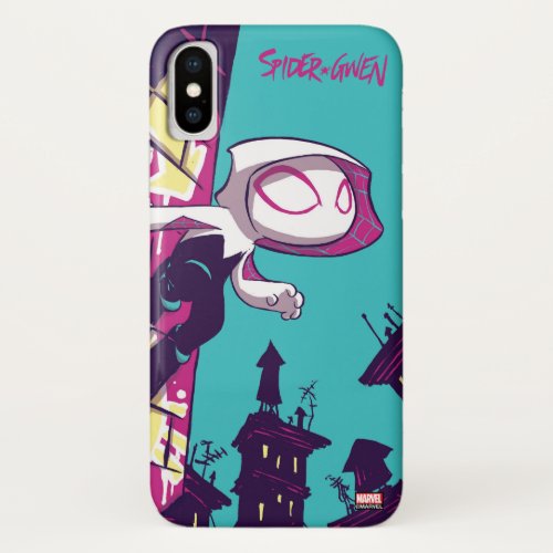 Spider_Man  Chibi Ghost_Spider On The Lookout iPhone X Case
