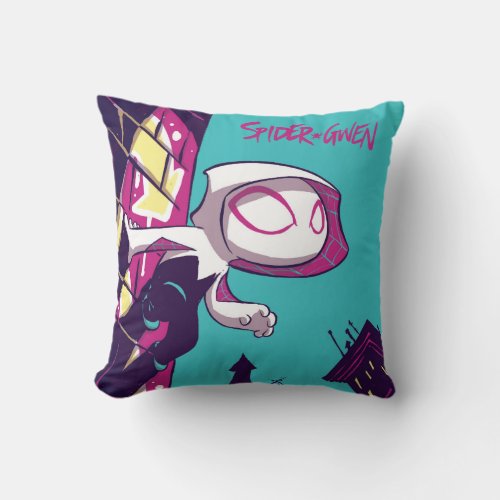 Spider_Man  Chibi Ghost_Spider On The Lookout Throw Pillow