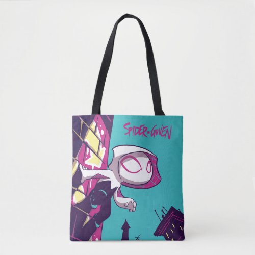 Spider_Man  Chibi Ghost_Spider On The Lookout Tote Bag