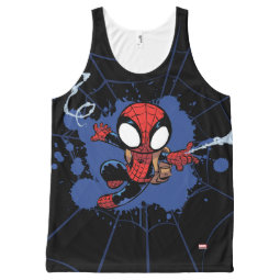 Spider-Man | Chibi Spider-Man Web-Swinging All-Over-Print Tank Top | Zazzle