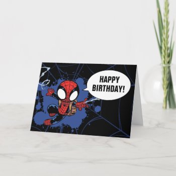 Spider-man | Chibi Spider-man Web-swinging Card by spidermanclassics at Zazzle