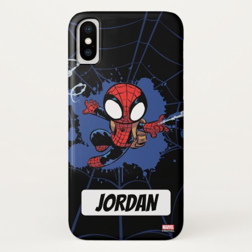 Spider_Man  Chibi Spider_Man Web_Swinging iPhone X Case