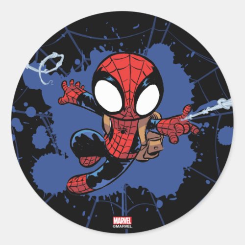 Spider_Man  Chibi Spider_Man Web_Swinging Classic Round Sticker