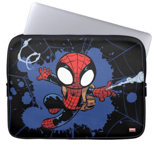 Spider_Man  Chibi Spider_Man Web_Swinging Laptop Sleeve