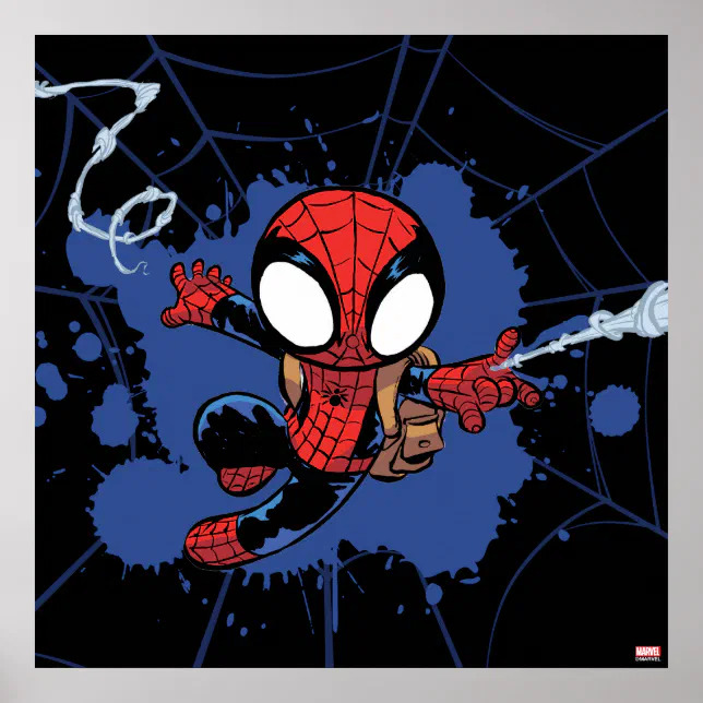 Spider-Man | Chibi Spider-Man Web-Swinging Poster | Zazzle