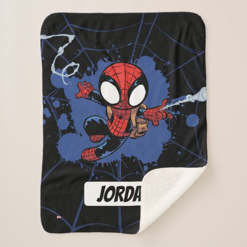 Spider_Man  Chibi Spider_Man Web_Swinging Sherpa Blanket