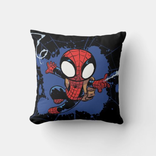 Spider_Man  Chibi Spider_Man Web_Swinging Throw Pillow