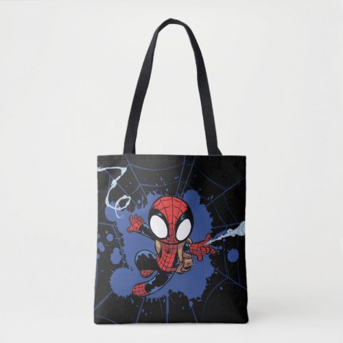 Spider_Man  Chibi Spider_Man Web_Swinging Tote Bag
