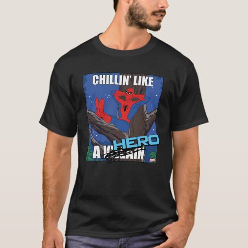 Spider_Man Chillin Meme Graphic T_Shirt
