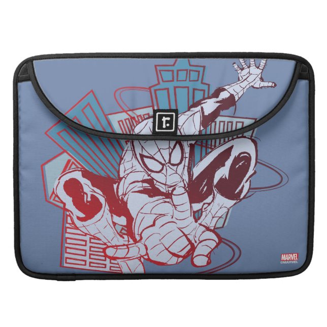 Spider-Man & City Sketch Sleeve For MacBooks (Front Closed)