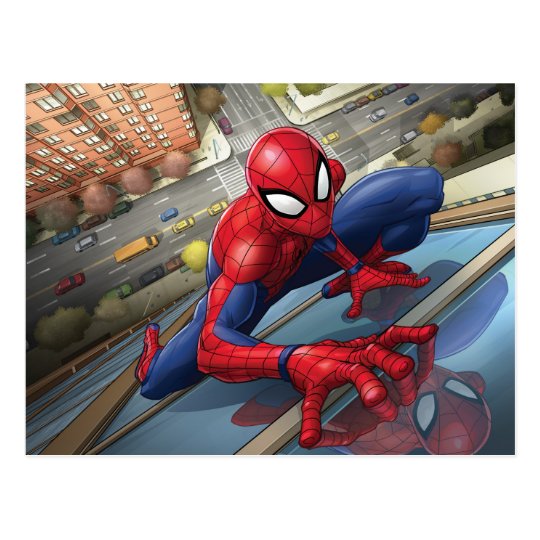 Spider-Man | Climbing Up Building Postcard | Zazzle.com