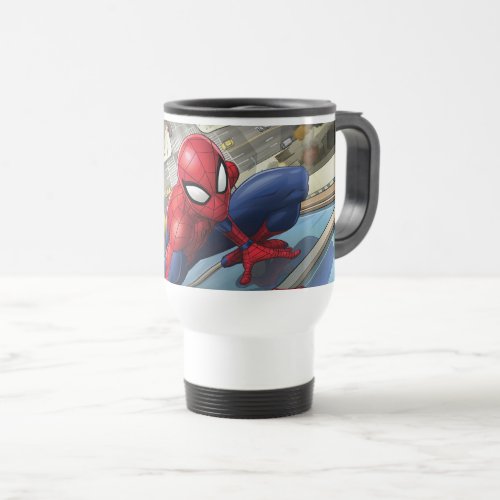 Spider_Man  Climbing Up Building Travel Mug