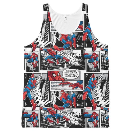Spider-Man Comic Panel Pattern All-Over-Print Tank Top (Front)