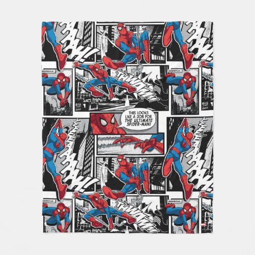 Spider_Man Comic Panel Pattern Fleece Blanket