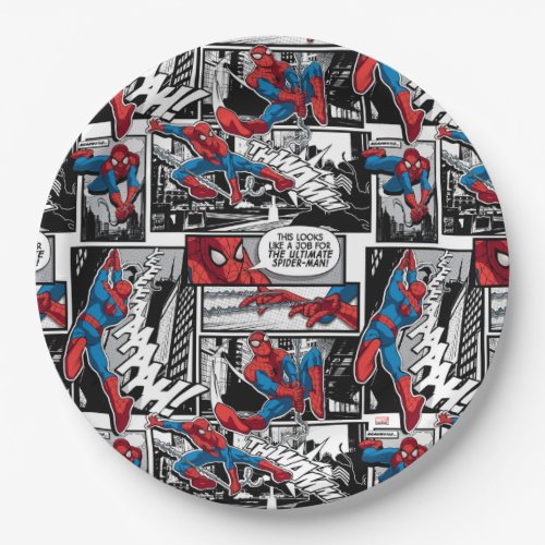 Spider_Man Comic Panel Pattern Paper Plates