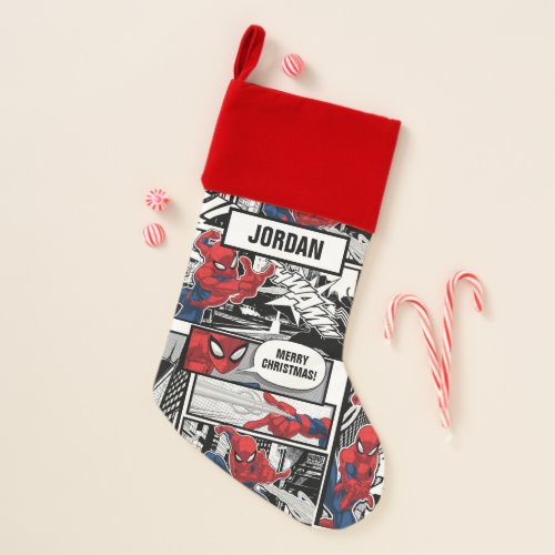 Spider_Man Comic Panel Pattern Personalized Christmas Stocking