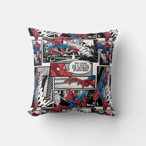 Spider_Man Comic Panel Pattern Throw Pillow