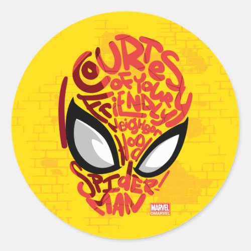 Spider_Man  Courtesy Quote Typographic Head Classic Round Sticker