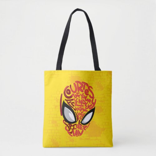 Spider_Man  Courtesy Quote Typographic Head Tote Bag