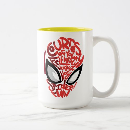 Spider_Man  Courtesy Quote Typographic Head Two_Tone Coffee Mug