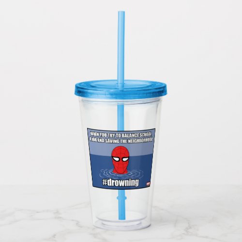 Spider_Man drowning Meme Graphic Acrylic Tumbler