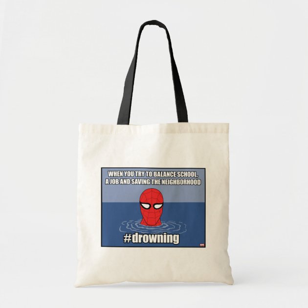 Spider-Man #drowning Meme Graphic Tote Bag | Zazzle