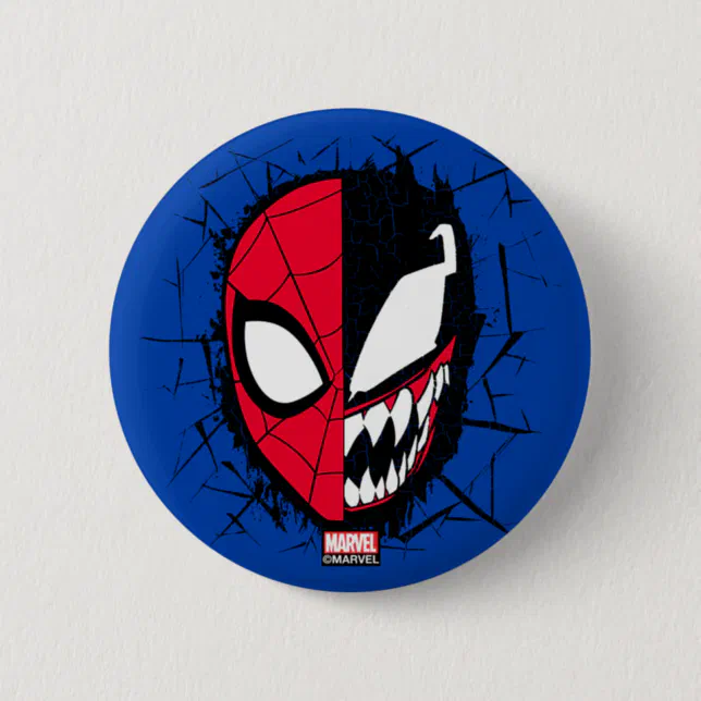 Spider-Man | Dual Spider-Man & Venom Face Button | Zazzle