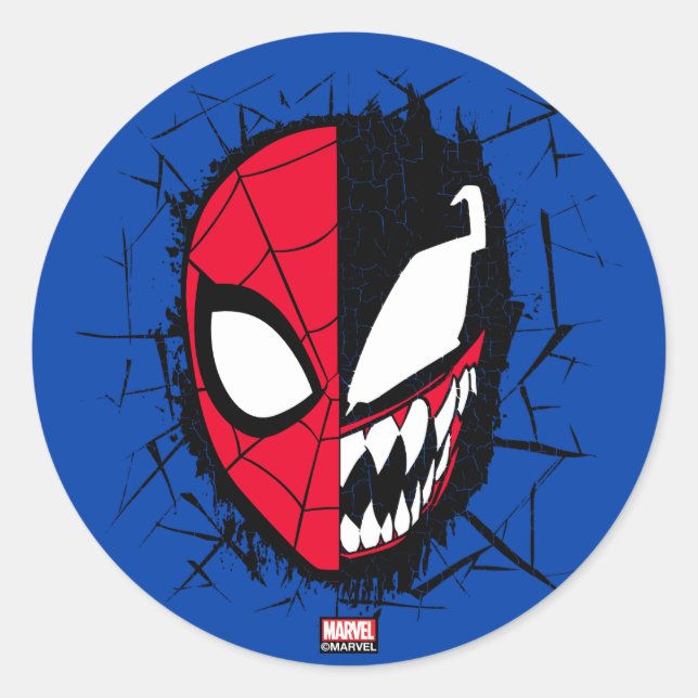 Spider-Man | Dual Spider-Man & Venom Face Classic Round Sticker (Front)
